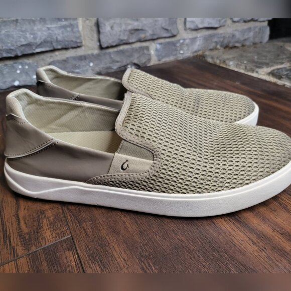 Olukai Lae'Ahi Slip On Sneakers Mens 11 Casual Comfort Clay Brown Gray Leather - Picture 2 of 9